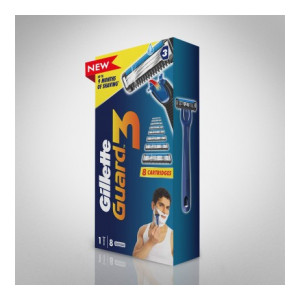 GILLETTE Guard 3 Shaving Combo (1 Razor + 8 Cartridges)  (Pack of 9) (Pay 99 + 200 through supercoins)