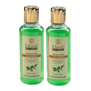 Khadi Shuddha Heena & Tulsi Shampoo 420 ml- Promote Hair Growth & Protect Hair Scalp (SLS, SLES & PARABEN FREE)