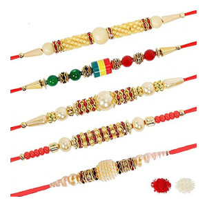 The Party Co Multicolor Combo of 5 Dora Rakhi Set for Brother, Bhaiya, Bhabhi with Roli Chawal