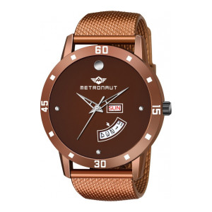 METRONAUT : MN-202-BR Brown Day and Date Analog Watch - For Men