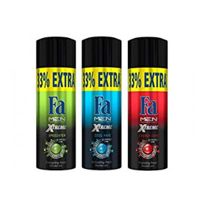 FA Fa Men Extreme Deodorant Speedster, Coolwave and Energy Zone Pack Of 3, 200 ml (Pack of 3)