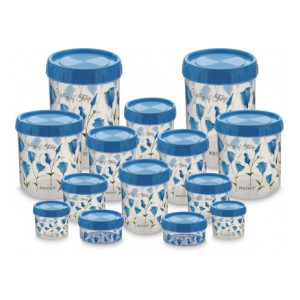 POLYSET Twisty-Valley of Tulip - 8600 ml Plastic Grocery Container  (Pack of 14, Blue)