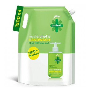 Godrej Protekt Germ Fighter Handwash Refill, Lime - 1.5 L, 99.9% Germ Protection, With Glycerin