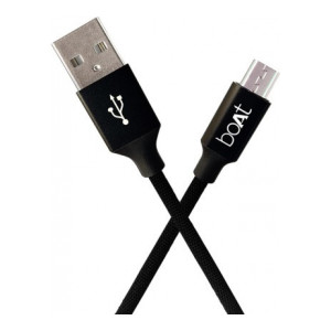 boAt Micro USB 100 1 m Micro USB Cable  (Compatible with Mobile, Black, One Cable)