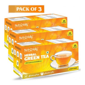NutroVally Herbal green tea for weight loss & Build Immunity | Premium tea leaves with 18 Active Ingredients (herbal Green tea bag) Lemon Herbal Tea Bags Box Lemon Herbal Tea Bags Box  (75 Bags)