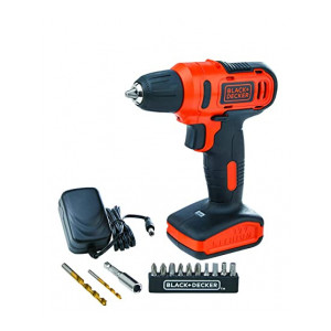 BLACK+DECKER LD12SP-IN 12V 10mm Li-ion Cordless Variable Speed Reversible Drill/Driver with 10 Screwdriver and 2 Drill Bits