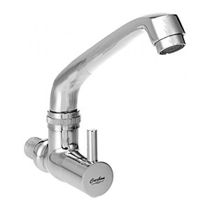 Ocko Wall Mounted Quarter Turn Fittings Chrome Finished Sink Cock (Silver, Pack of 1)