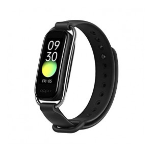 OPPO Smart Band with Extra Sport Strap - Continuous Blood Oxygen Saturation Monitoring（spO2, Up to 12 Days Battery Life, 1.1" AMOLED Display, 5ATM Water Resistant,Supports Android and iOS（Black [Apply ₹500coupon]