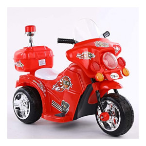 Toy House Mini Police Patrol Bike with Rechargeable Battery Operator Ride-On Bike for Kids (1.5 to 4YRS), Red (THROB219R)