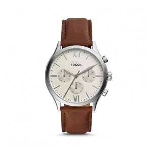 Fossil Fenmore Analogue Men's Watch (Off-White Dial Brown Colored Strap)"