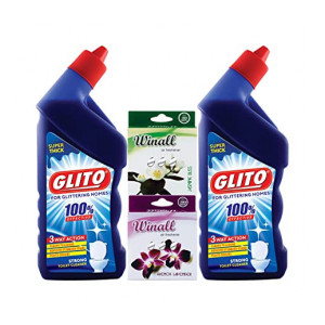 GLITO Toilet Cleaner 500 ml (Pack of 2)+ WINALL Air Freshener 50g(Pack of 2)