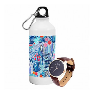 Paper Plane Design Printed Sipper Water Bottle 600 ML - Girls Watch Combo (Combo-5) (Apply coupon)