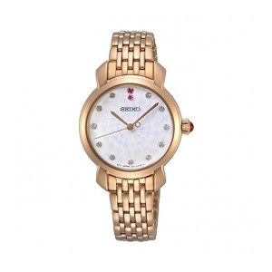 Seiko Discover More Mother of Pearl 29.2 mm Dial Quartz Watch with Stainless Steel Band for Women