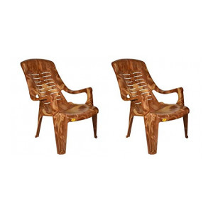 National Relax Plastic Living Room Chair,Set of 2,Teakwood