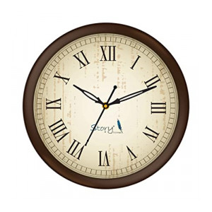 Story@Home 10-inch Round Shape Wall Clock with Glass for Home/Kitchen/Living Room/Bedroom/Office (Brown) Min 60% off