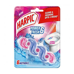 Harpic Power Fresh 6 Toilet Cleaner Rim Block, Floral Delight - 35 g | Cleans & Freshens Upto 4 Weeks