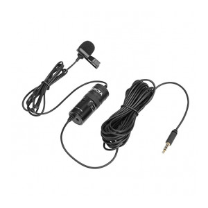 (Renewed) Boya BY-M1 Pro Omnidirectional Lavalier Condenser Microphone with Mic Gain control and Headphones-out, Compatible with iPhone Android Smartphone (20 ft Cable)