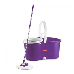 Pigeon Enjoy Spin Mop with 360 Degree Rotating PVC Magic Mop Set for Wet and Dry Floor/Wall (Lavender, 2 refills), large (12458B)
