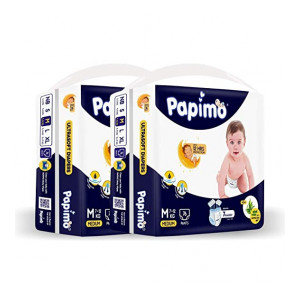 Papimo Bbay Diaper Pants with Aloe Vera for Kids , Monthly Box Pack, M (7.0 kg - 12.0 kg) (152 count )
