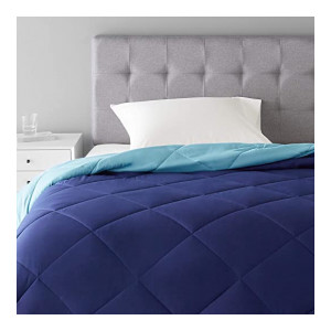 *Master Link*  AmazonBasics Reversible Microfiber Comforter - Single/Single Large, Navy Blue, Pack of 1