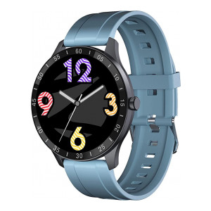 Zebronics Zeb-FIT3220CH Smart Fitness Watch with Full Touch TFT Round Display, Metal Body, Built-in Games, 7-day Data Storage, SpO2, BP & Heart Rate Monitor, IP68 Water Resistant (Black Rim + Blue Strap) [Apply ₹500 coupon]