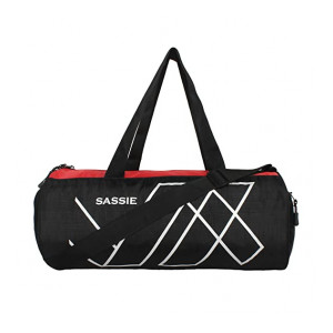 Sassie Polyester 45 cms Black & Red Gym Bag Duffel Bag (17 LTR)