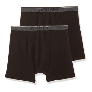 Jockey Men's Super Combed Cotton Rib Fabric Boxer Briefs with Front Fly, Ultrasoft and Durable Concealed Waistband (Pack of 2) 8008_Brown_XXL