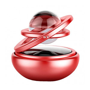 OTOROYS Alloy Body Car Solar Power Rotating Design Organic Fragrance Air Freshener Perfume (Crystal Red)