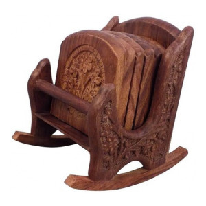 *Masterlink*  WoodCart Rectangle Wood Coaster  (Pack of 1)