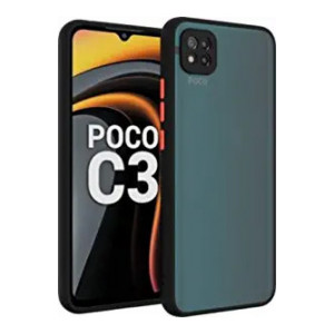 Monkish Transparent Camera Protection Back Cover Case for Poco C3- Black