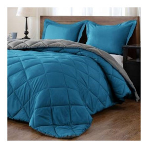 Ursula Solid Double Comforter for Heavy Winter  (Cotton, Teal, Grey)