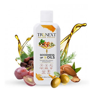 TRUNEXT Goodness Of 11 Oils, Complete Nourishment Of Scalp & Hair, Softer Hair & Dandruff Control Oil, 200 Ml [Apply COUPON: TRUFREE]