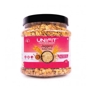 [coupon] UNIFIT Instant Fitness Bakery Delicious Jaggery Oats Healthy Breakfast With Goodness of Rolled Oats Jar | High Fiber Oats| Wholegrain - 400 Grams