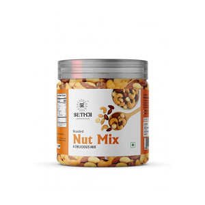 SETHJI Roasted & Salted Nuts Mix Value Pack Jar ,250g -Roasted in Pink Himalayan Salt (Almonds, Cashews, & Peanut) (Nut Mix Jar(250gm), Pack of 1)