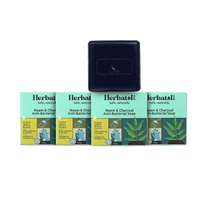 Herbatol Plus Neem & Charcoal Soap | Natural Bathing Soap, For All Skin Types, (Pack of 4x100 Gr) 400 Grams