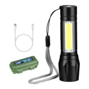 awza Zoomable XPE + COB LED Flashlight, Super Bright LED Torch,Waterproof Flashlight,4 Light Modes For Camping Hiking and Emergency Use Torch (Black : Rechargeable) 6 hrs Torch Emergency Light  (Black)