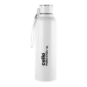 cello Puro Steel-X Benz Stainless Steel Inner Insulated Bottle, 600 ml w 600 ml Bottle  (Pack of 1, White, Steel)