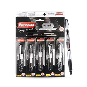 Reynolds DYNAGRIP 5 CT BOX - Black I Lightweight Ball Pen With Comfortable Grip for Extra Smooth Writing I School and Office Stationery