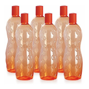 cello Polka 1000 ml Bottle  (Pack of 6, Orange, Plastic)