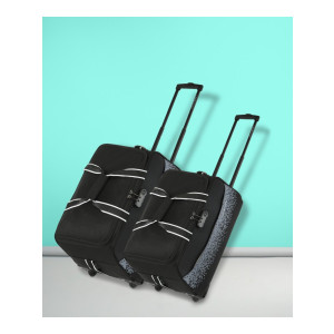*MASTERLINK*  Lavie Sport : 60 L Strolley Duffel Bag - Pixel Set of 2 Wheel Duffle Bag - Black - Large Capacity