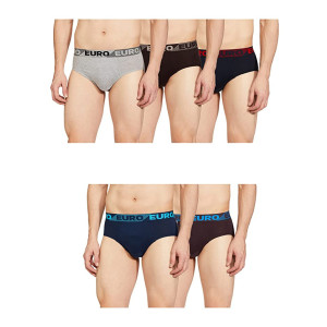 Euro Men's Cotton Brief (Pack of 5) (Colors May Vary)