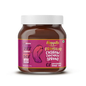 Happilo Premium Cashew Chocolate Spread, Delicious and Low-Carb Chocolate Spread with Goodness of Cashews, High Protein Low Sugar Sweet Dessert, Smooth & Creamy Guilt-Free Diet Snack, No Cholesterol and Trans-Fat, 350g