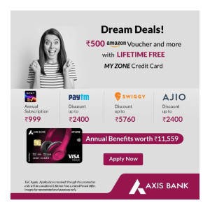 [ Limited Time ] Apply for LIFETIME FREE Axis Bank MyZone Credit Card + Get Free 500 Amazon Voucher