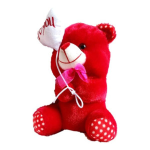 *MASTERLINK*  RDA business Collection I love You Balloon Valentine Teddy Bear Soft Toys for Grilfriend / Her / Wife | Color Pink Soft push fabric teddy bear with birthday balloon and fully embroidery work 24 CM gift for birthday return gifting birthday boy baby sister lover wife girlfriend - 30 cm  (Red)
