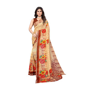 91% OFF  Yashika Women's Georgette Printed Saree Without Blouse Piece