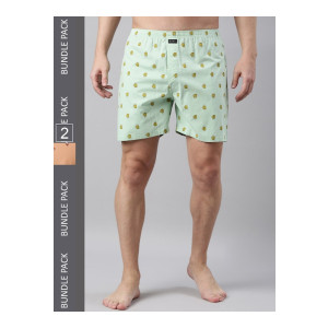 Mast & HarbourMen Pack Of 2 Printed Pure Cotton Boxers
