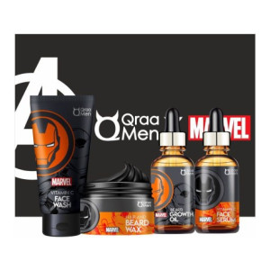 *MASTERLINK*  Qraa Men Iron Man Frame Freezer -Anti Ageing Kit for Men with Vitamin C | Face Wash, Hair & Beard Wax, Vitamin C Serum, Beard Growth Oil  (4 Items in the set)