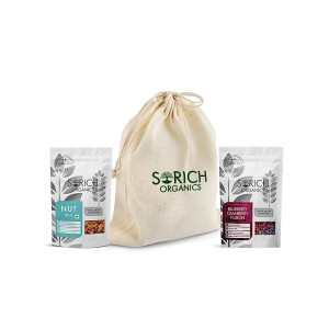 Sorich Organics Jute Potli Pack -Nut Mix 150gm, Berry Fusion 150gm - 300 Gm | Diwali Jute Potli Bag | Healthy Gifts | Gift Items | Diwali Gift for Relatives | Cranberry | Blueberry | Nut Mixture