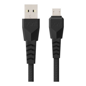 boAt Micro USB Cable 3 A 1.5 m 50  (Compatible with Mobile, Tablet, BT speakers, Powerbank, game consoles, Black)