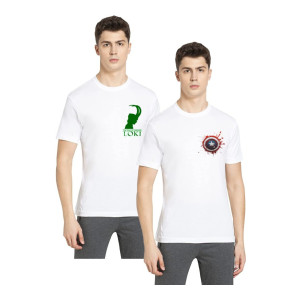 85% OFF ICABLE : Pack of 2 Men Printed Round Neck White T-Shirt